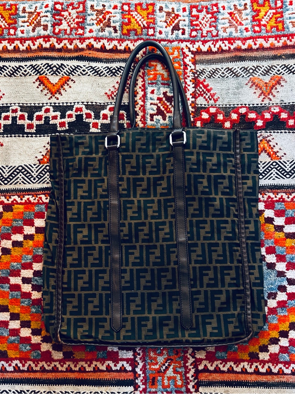Vintage Fendi Black and Brown FF Monogram Tote